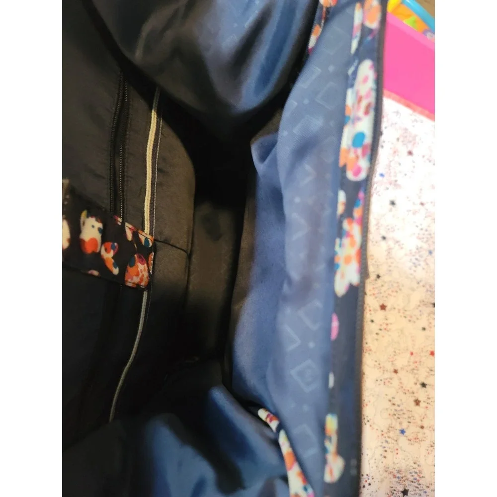 Vera Bradley Lighten Up Frame Large Backpack Floral Print Travel School Bag Navy